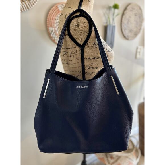 Vince Camuto Women's Ike Tote Handbag VV-IKE Tote Leather Navy Blue - Picture 6 of 9